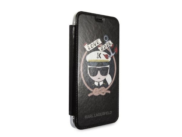 Karl Lagerfeld Signature Glitter iPhone X/Xs-deksel - sort