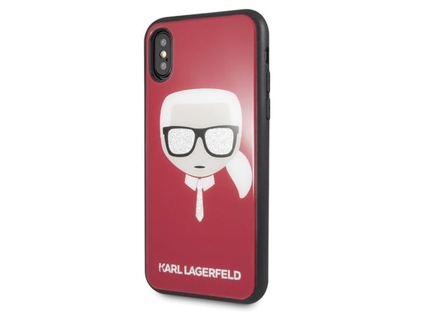 Karl Lagerfeld Iconic Glitter Karl’s Head-deksel til iPhone X / Xs - Rød