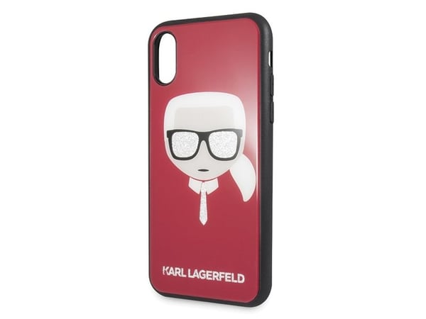 Karl Lagerfeld Iconic Glitter Karl’s Head-deksel til iPhone X / Xs - Rød