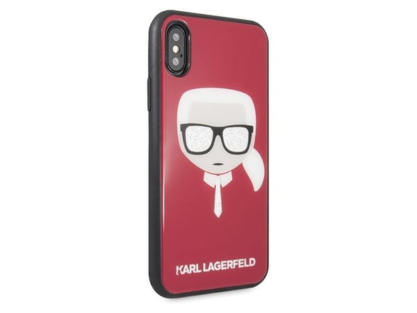Karl Lagerfeld Iconic Glitter Karl’s Head-deksel til iPhone X / Xs - Rød