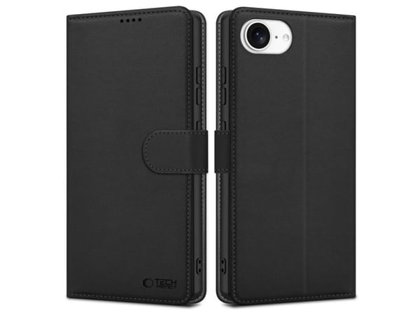 Tech-Protect plånboksfodral för iPhone 16e / 17e - matt svart