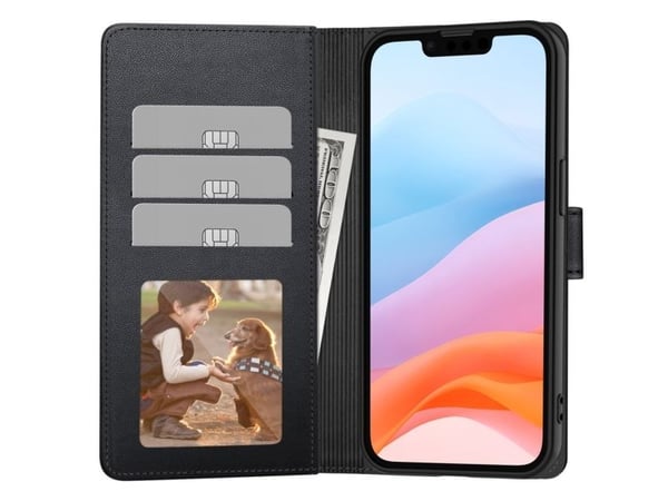 Tech-Protect plånboksfodral för iPhone 16e / 17e - matt svart