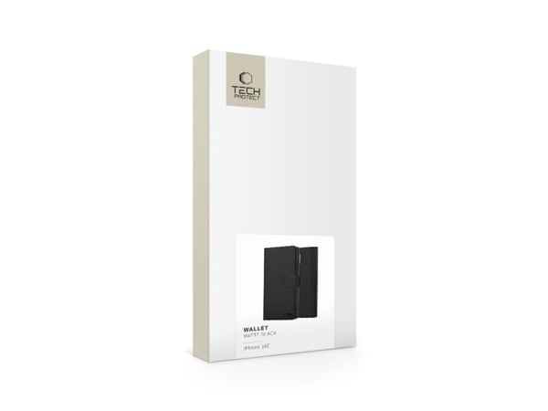 Tech-Protect plånboksfodral för iPhone 16e / 17e - matt svart