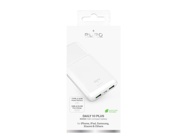 PURO PUFCBB100P3WHI, 10000mAh, 22,5W, Hvid