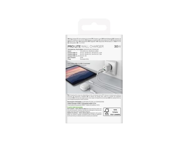 PURO PUTCUSBAC30WDYKCCWHI, inomhus, AC, 1,2 m, Vit