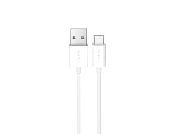 Puro 10W TPE USB-A USB-C 2m kaapeli - valkoinen
