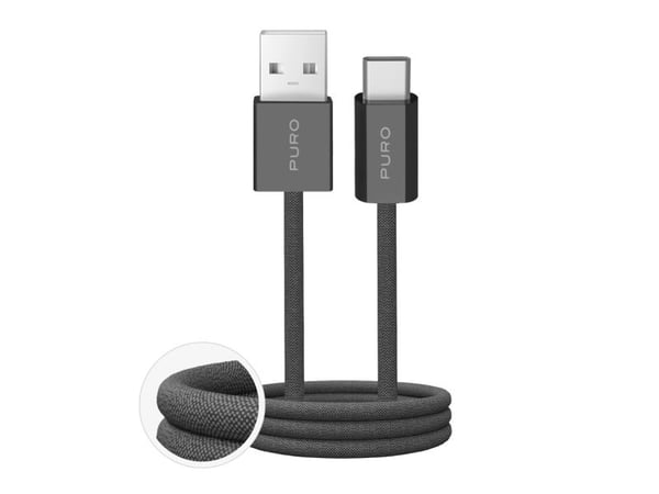 Puro Fabrik 2.0 10W USB-A - USB-C flettet kabel 1,5m - Mørkegrønn
