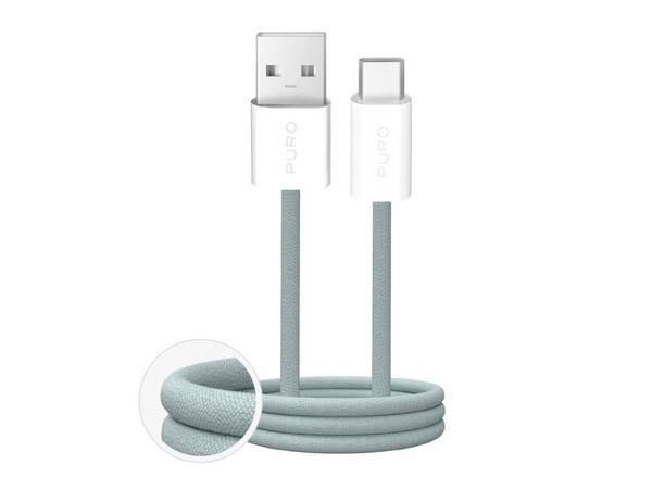 Puro Fabrik 2.0 10W USB-A - USB-C punottu kaapeli 1,5 m - vihreä