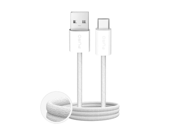 Puro Fabrik 2.0 10W USB-A - USB-C punottu kaapeli 1,5 m - valkoinen
