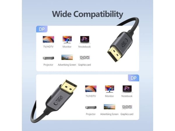 Tech-Protect DisplayPort till DisplayPort-kabel 2 m svart (5906302321803)