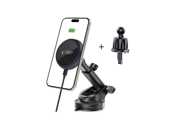 TECH-PROTECT MM15W-V4 magnetisk Magsafe dashboard & ventilgitter trådløs lader 15W svart
