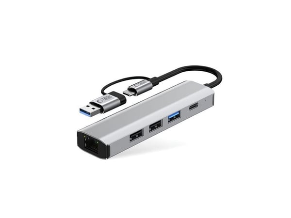 TECH-PROTECT HB03 hub-adapter 5-i-1 USB-C + USB2.0 + USB3.0 + RJ45 space grey