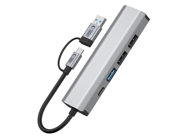 TECH-PROTECT HB03 hubb-adapter 5-i-1 USB-C + USB2.0 + USB3.0 + RJ45 space grey