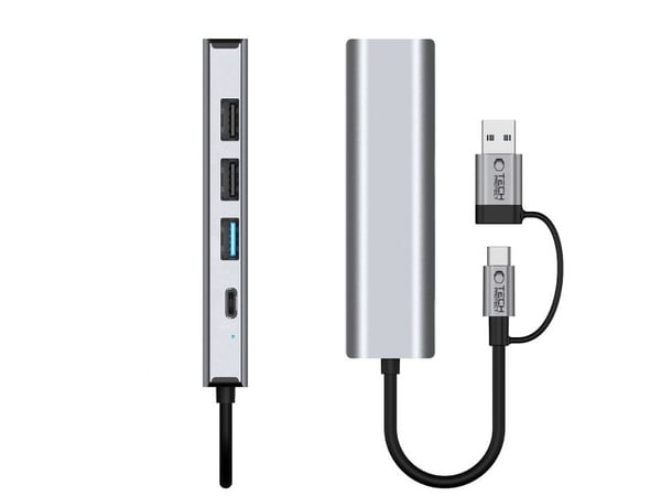 TECH-PROTECT HB03 hubb-adapter 5-i-1 USB-C + USB2.0 + USB3.0 + RJ45 space grey