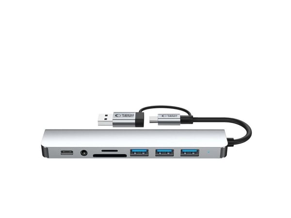 TECH-PROTECT HB06 hubb-adapter 9-i-1 Type-C + USB2.0 + USB3.0 + SD/TF + AV 3,5 space grey