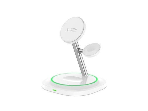 Tech-Protect TECH-PROTECT QI15W-A46 3-i-1 magnetisk Magsafe trådlader (hvit)