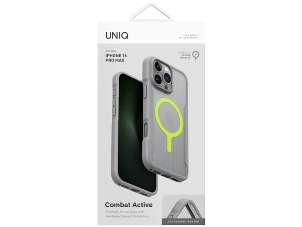 Etui UNIQ Combat Active do iPhone 16 Pro Max Magclick Charging szary