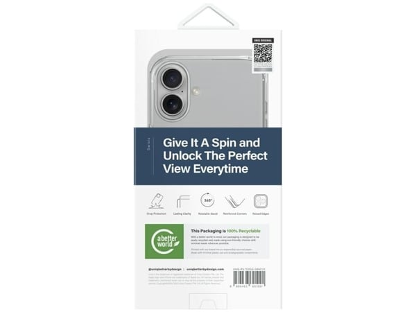 UNIQ Swivix-deksel til iPhone 16 Plus 360 Roterende Kickstand Transparent