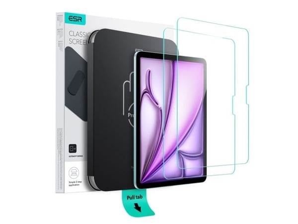 Härdat glas skärmskydd ESR ULTRAFIT 2-pack för iPad Air 13” 1/2/2024-2025 CLEAR