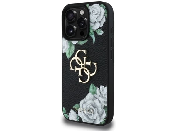 Etui Guess Grained Roses Big 4G logo do iPhone 16 Pro czarny