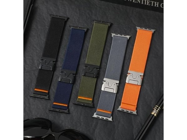 4kom.pl TECH-PROTECT nylon clasp til Apple Watch 6/7/8/9/10/SE/ULTRA/2 (44/45/46/49 mm) svart