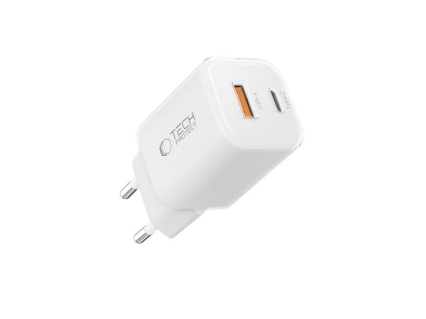 Nätladdare Tech-Protect TECH-PROTECT NCM33W 2-PORT NETWORK CHARGER PD33W/QC3.0 WHITE