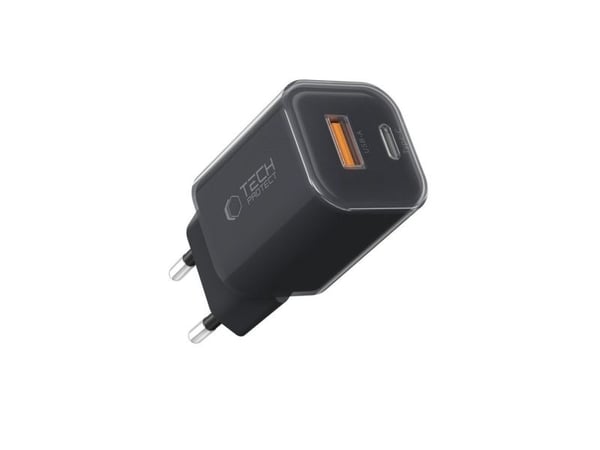 Tech-Protect NCM33W nettverkslader, 2-porter, NETWORK CHARGER PD33W/QC3.0, svart