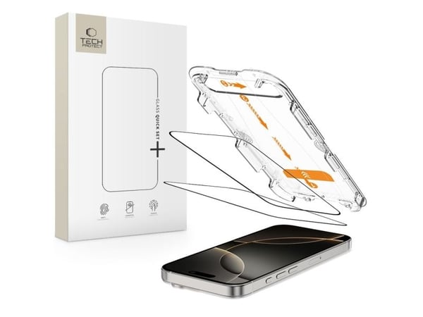 Tech-Protect herdet glass TECH-PROTECT QUICK SET+ 2-pak til iPhone 16 Pro Black