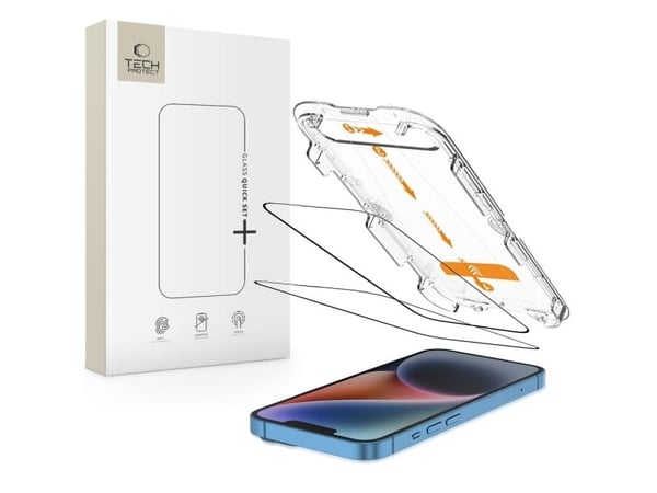 Tech-Protect härdat glas TECH-PROTECT QUICK SET+ 2-pack iPhone 13 / 13 Pro / 14 / 16E svart