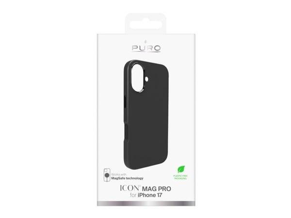 Pure Icon Mag Pro Liquid Silicone Case for iPhone 17 kompatibel med MagSafe, med kamerabeskyttelse og knapper i aluminium - sort