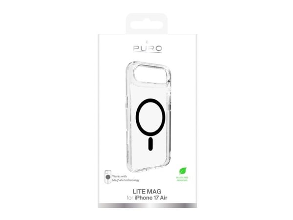 Puro Lite Mag TPU+PC-kompatibelt etui med MagSafe for iPhone 17 Air - gjennomsiktig med svart ring