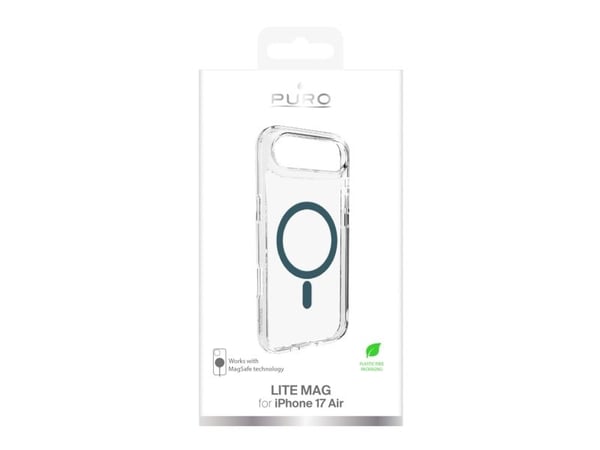 Puro Lite Mag TPU+PC-kompatibelt etui med MagSafe for iPhone 17 Air - gjennomsiktig med turkis ring