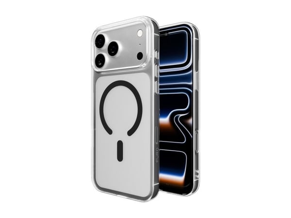 Puro Lite Mag TPU+PC-kompatibelt etui med MagSafe for iPhone 17 Pro Max - gjennomsiktig med svart ring