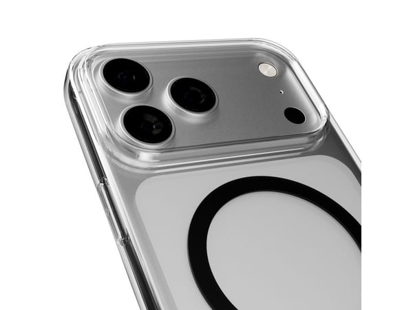 Puro Lite Mag TPU+PC-kompatibelt etui med MagSafe for iPhone 17 Pro - gjennomsiktig med svart ring