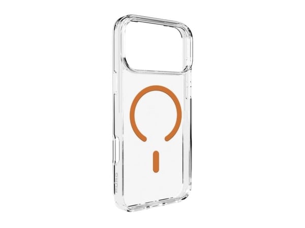 Puro Lite Mag TPU+PC-kompatibelt etui med MagSafe for iPhone 17 Pro - gjennomsiktig med oransje ring