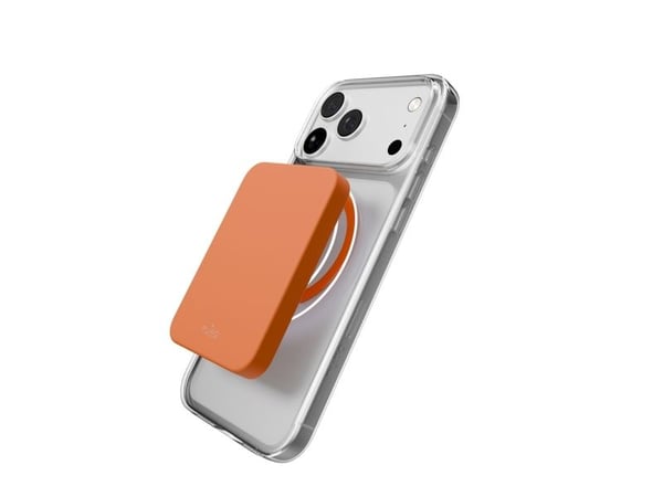 Puro Lite Mag TPU+PC-kompatibelt etui med MagSafe for iPhone 17 Pro - gjennomsiktig med oransje ring