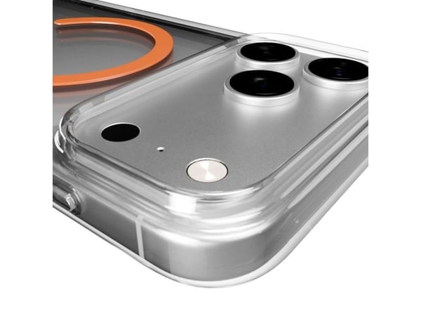 Puro Lite Mag TPU+PC-kompatibelt etui med MagSafe for iPhone 17 Pro - gjennomsiktig med oransje ring