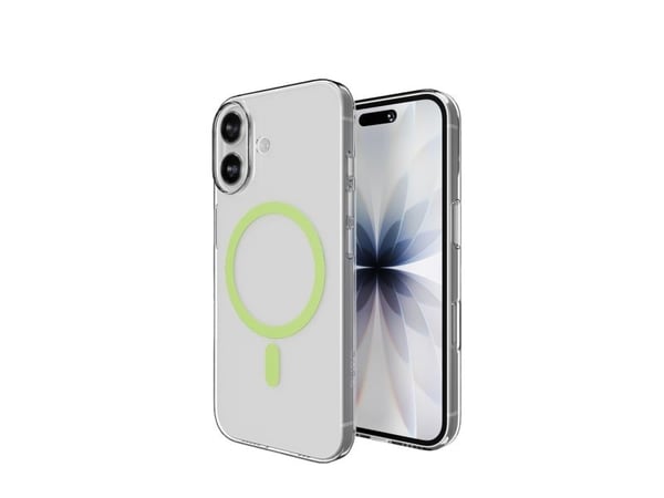 Puro Lite Mag TPU+PC-kompatibelt etui med MagSafe for iPhone 17 - gjennomsiktig med grønn ring