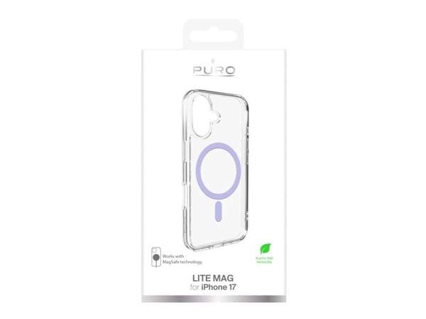 Puro Lite Mag TPU+PC-kompatibelt etui med MagSafe for iPhone 17 - gjennomsiktig med rosa ring