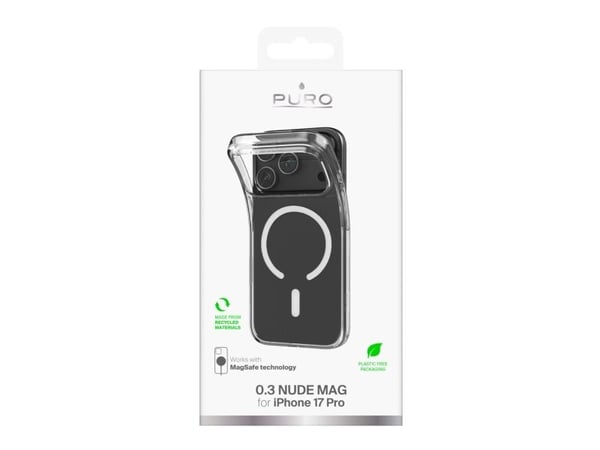 Puro 0,3 MAG Ultra-Slim TPU-etui kompatibelt med MagSafe for iPhone 17 Pro Max - gjennomsiktig