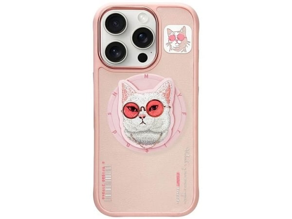 Nimmy Glasses Cool Cat MagSafe-etui for iPhone 16 Pro - Pink