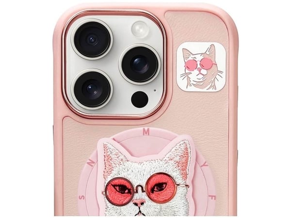 Nimmy Glasses Cool Cat MagSafe-etui for iPhone 16 Pro - Pink