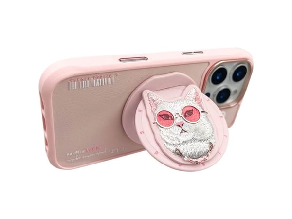 Nimmy Glasses Cool Cat MagSafe-etui for iPhone 16 Pro - Pink