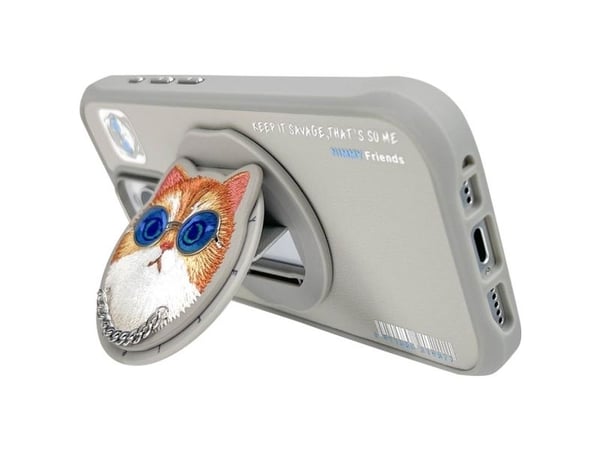 Nimmy Glasses Cool Cat MagSafe-deksel for iPhone 16 Pro - grå
