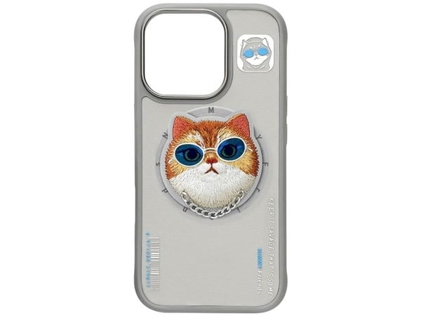 NIMMY futeral GLASSES COOL CAT kompatybilny z MagSafe do IPHONE 16 Pro szary