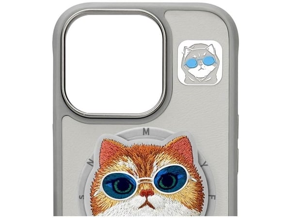 NIMMY futeral GLASSES COOL CAT kompatybilny z MagSafe do IPHONE 16 Pro szary