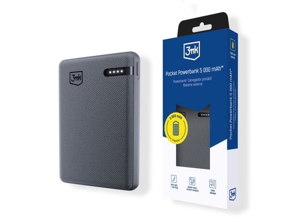 Powerbank 3MK Pocket Powerbank 5000 mAh 12W USB-C grå/grå