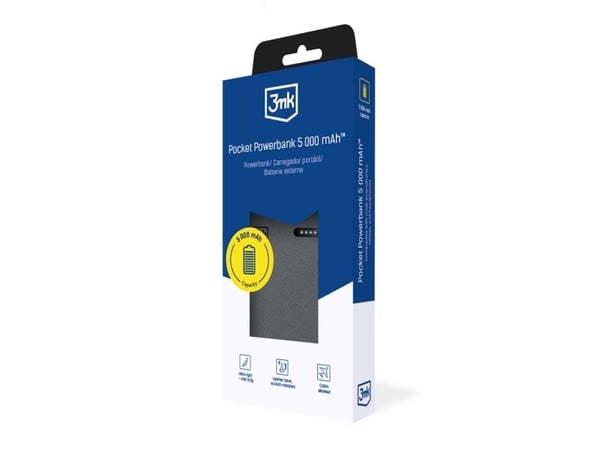 Powerbank 3MK Pocket Powerbank 5000 mAh 12W USB-C grå/grå