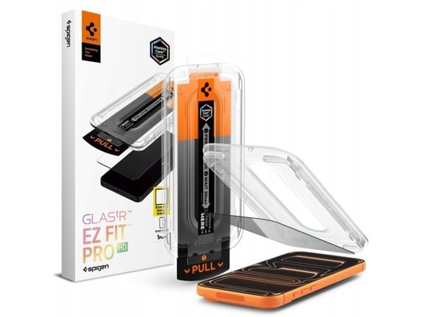 Spigen Glas.tR EZ Fit Pro HD, Apple, iPhone 17 Pro / iPhone 17 / iPhone 16 Pro, Støvresistent, Ripebestandig, Svart, 1 stykker