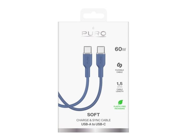 Puro ICON USB-C - USB-C 1,5m kaapeli - sininen